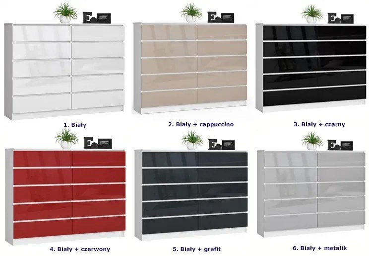 Nowoczesna komoda do salonu biały + czarny połysk C9-L73