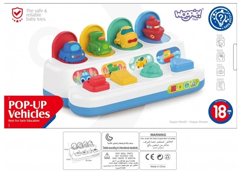 Woopie baby zabawka edukacyjna wyskakujące pojazdy pop-up
