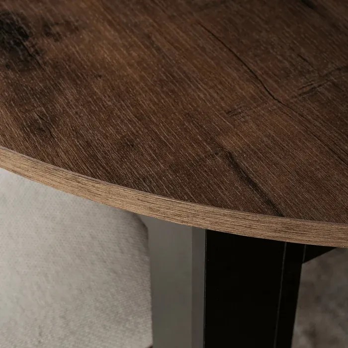 Stół Okrągły Rozkładany HARRY 102-142 cm Orzech/Czarny Loft