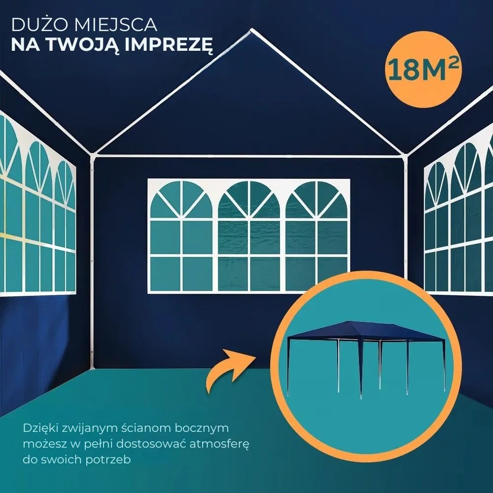 Namiot imprezowy NEAPOL, 3x6m, niebieska Jurhan