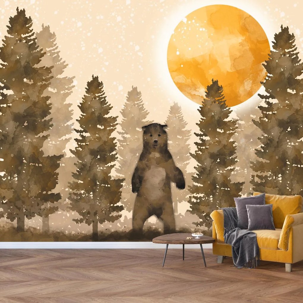 Fototapeta - Niedźwiedź, akwarela (196x136 cm)