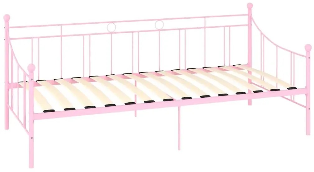 Różowe metalowe łóżko pojedyncze 90x200 cm - Heka