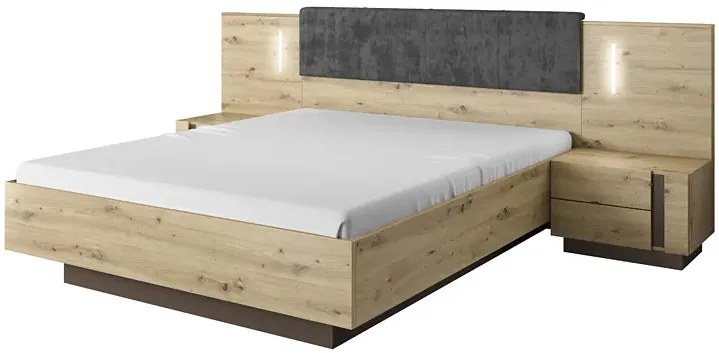 Zestaw 2 szafek nocnych dąb artisan + grafit H8-M38
