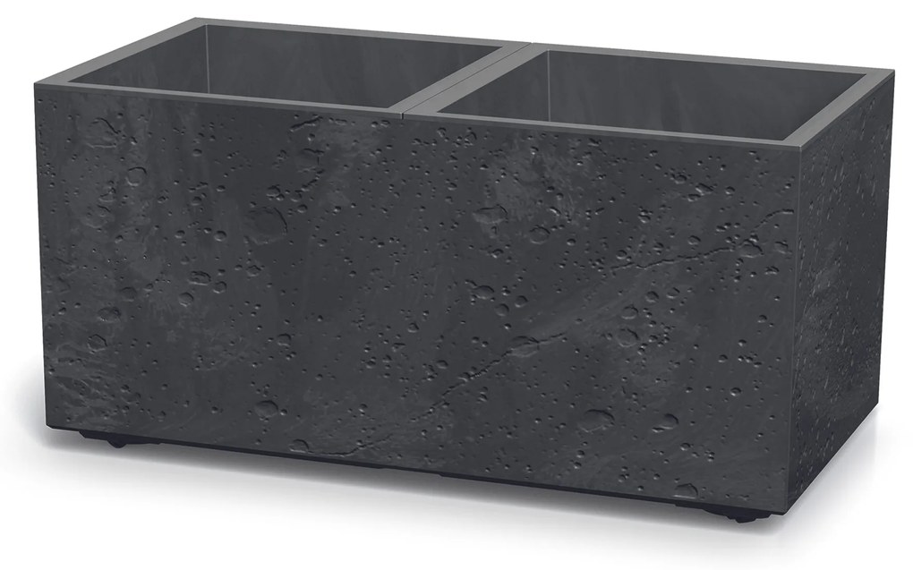 Donica z wkładem Sierra Square Beton Effect 77 x 38,5 x 37 cm czarny beton PROSPERPLAST