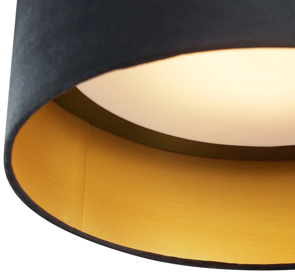 Nowoczesna lampa sufitowa czarny aksamit 40 cm z LED z 3-stopniowym ściemnianiem - Sue
