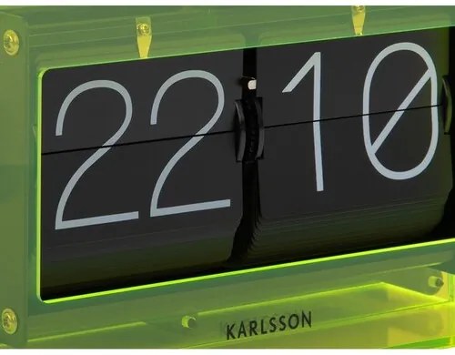 Karlsson 5976YE designerski zegar ścienny/stołowyz funkcją przewracania, zielony, 21 cm
