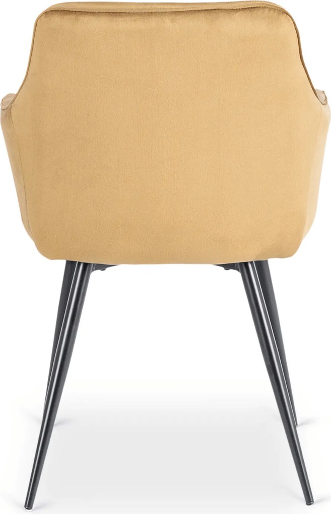 Krzesło Tapicerowane do Salonu MODESTO Musztardowe Welurowe Nowoczesne Loft
