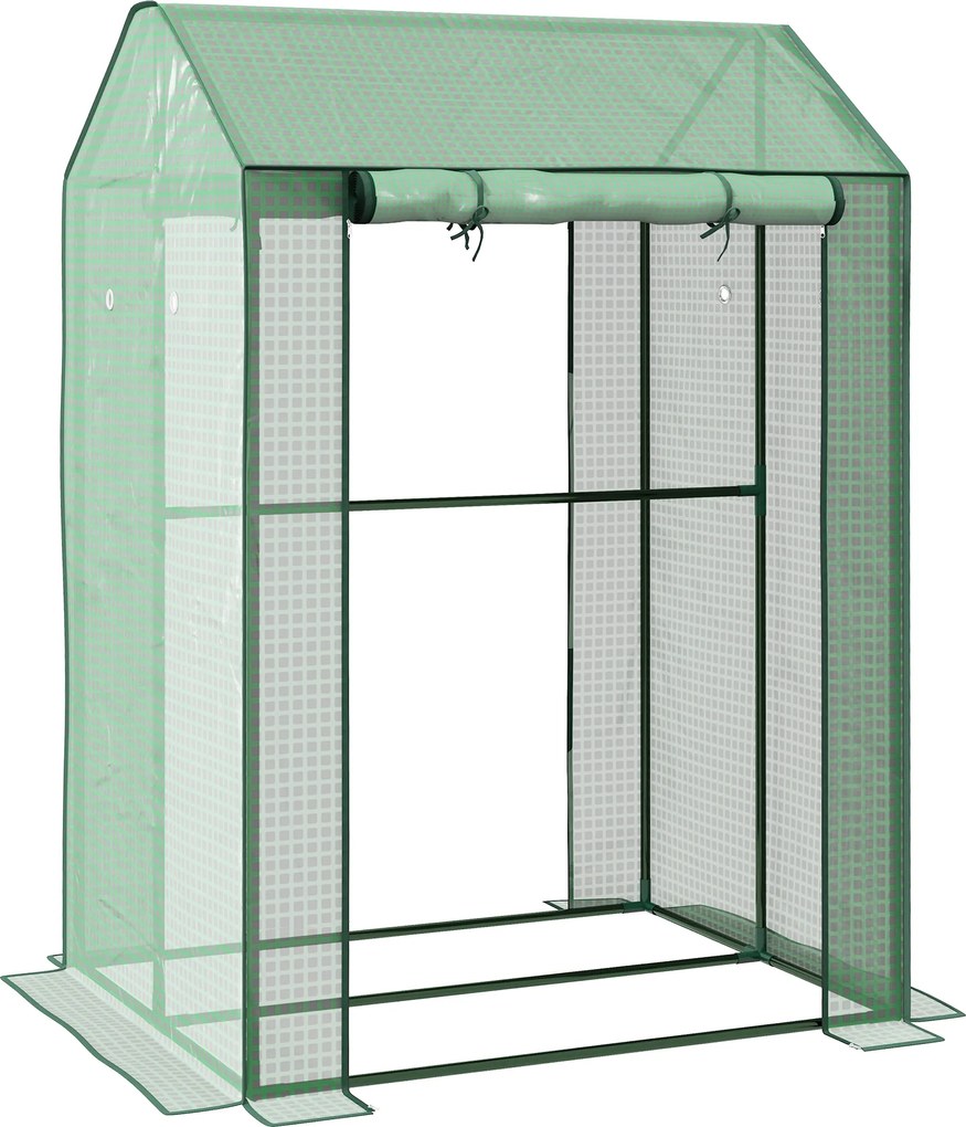 Outsunny Szklarnia / inspekt, odporna na warunki pogodowe, drzwi rolowane, 100 cm x 80 cm x 150 cm, zielona | Aosom PL