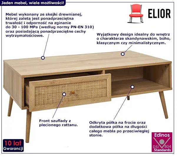 Stolik kawowy w stylu boho do salonu - Daxo