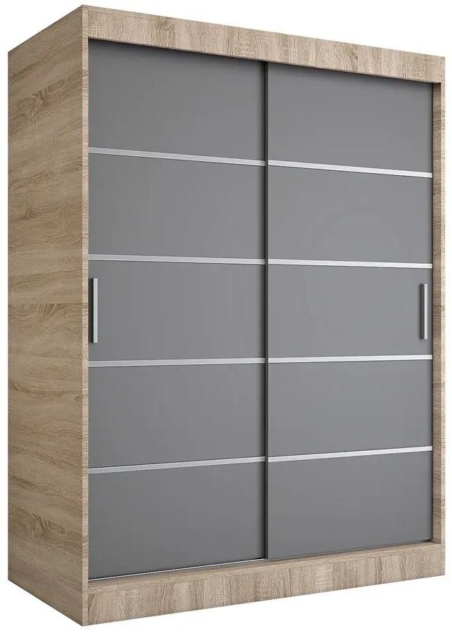 Szafa przesuwna dąb sonoma + antracyt 150 cm - Bohosa 4X