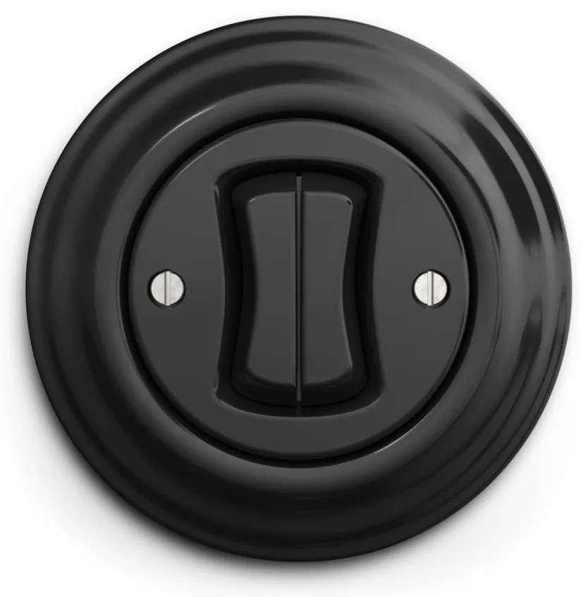 Kliklap - Retro podwójny łącznik schodowy z ramką nr 6+6, czarny