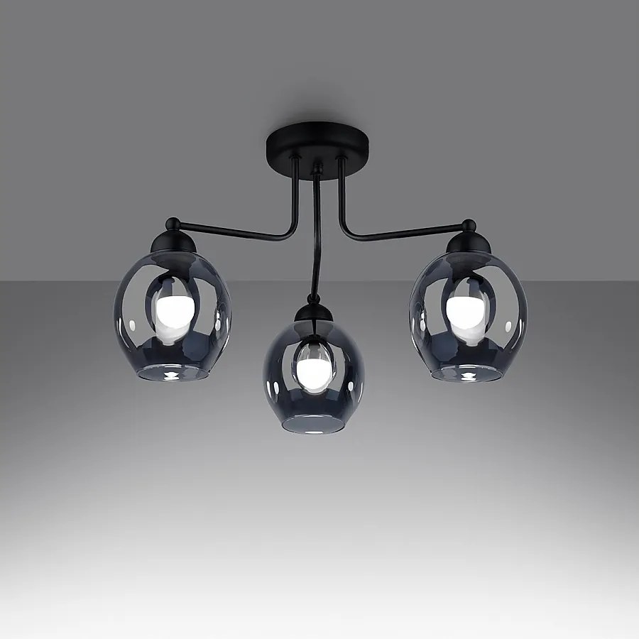 Żyrandole nowoczesny Allivon, stal - 3 źródło światła 3000K - L.54 x H.36 cm - czarny