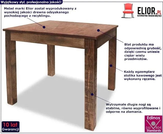 Brązowy mały stół w stylu vintage T8-L97