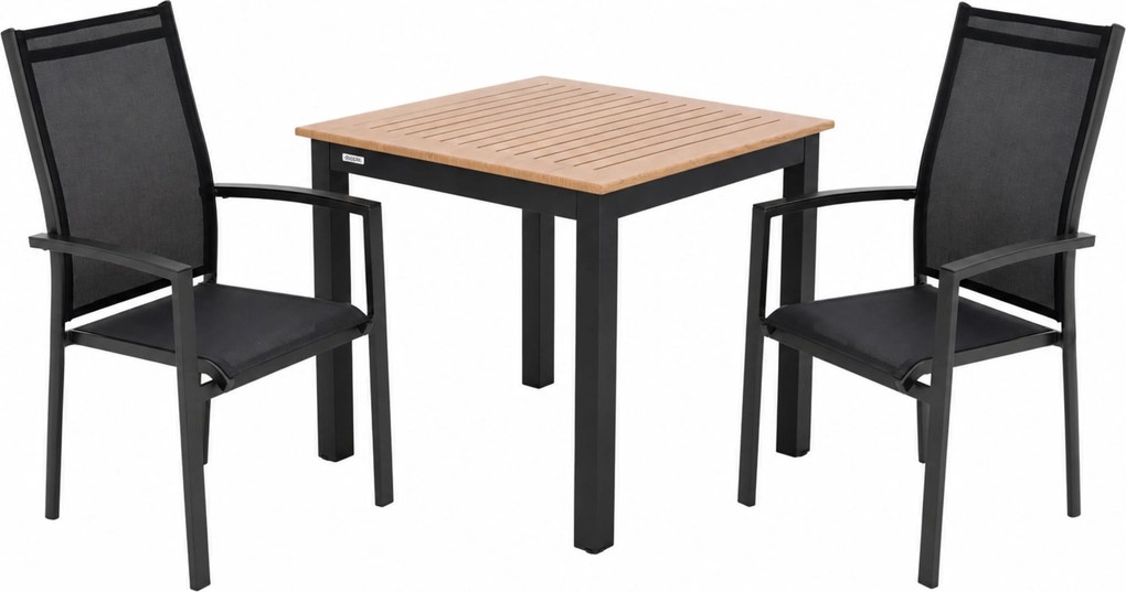 Doppler EXPERT WOOD Antracyt - ogrodowy aluminiowy zestaw wypoczynkowy 2+1