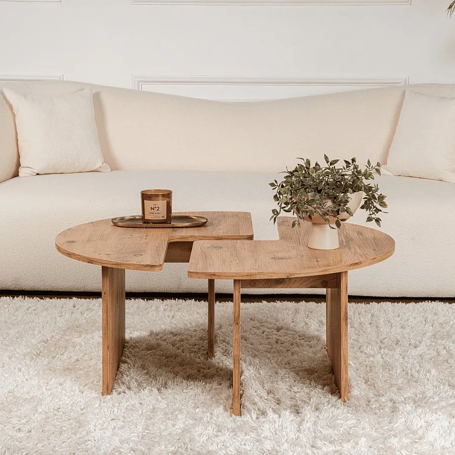 Drewniany stolik kawowy "Moira" 90 x 90 x 41 cm - sosna atlantycka