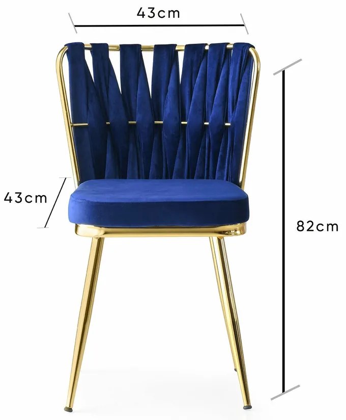 Zestaw krzeseł do jadalni Kusakli Navy Blue andGold, 4 szt., 4 szt.