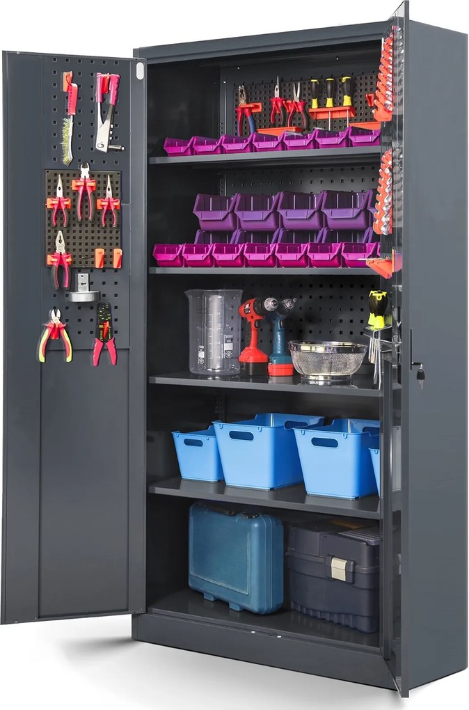 Metalowa szafa warsztatowa Bruno 92x50x185 cm, antracyt