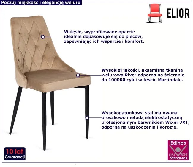 Beżowe eleganckie pikowane krzesło - Radja