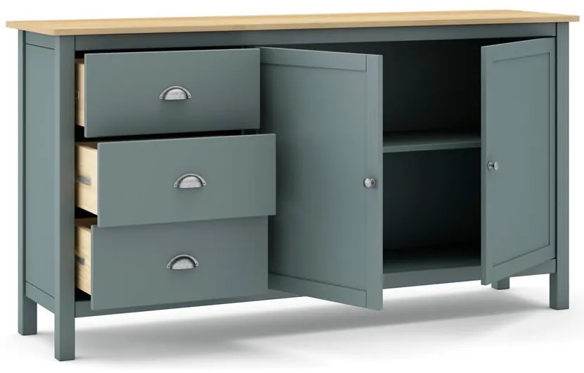 Szarozielona komoda z litego drewna sosnowego 150x80x40 cm Misti – Marckeric