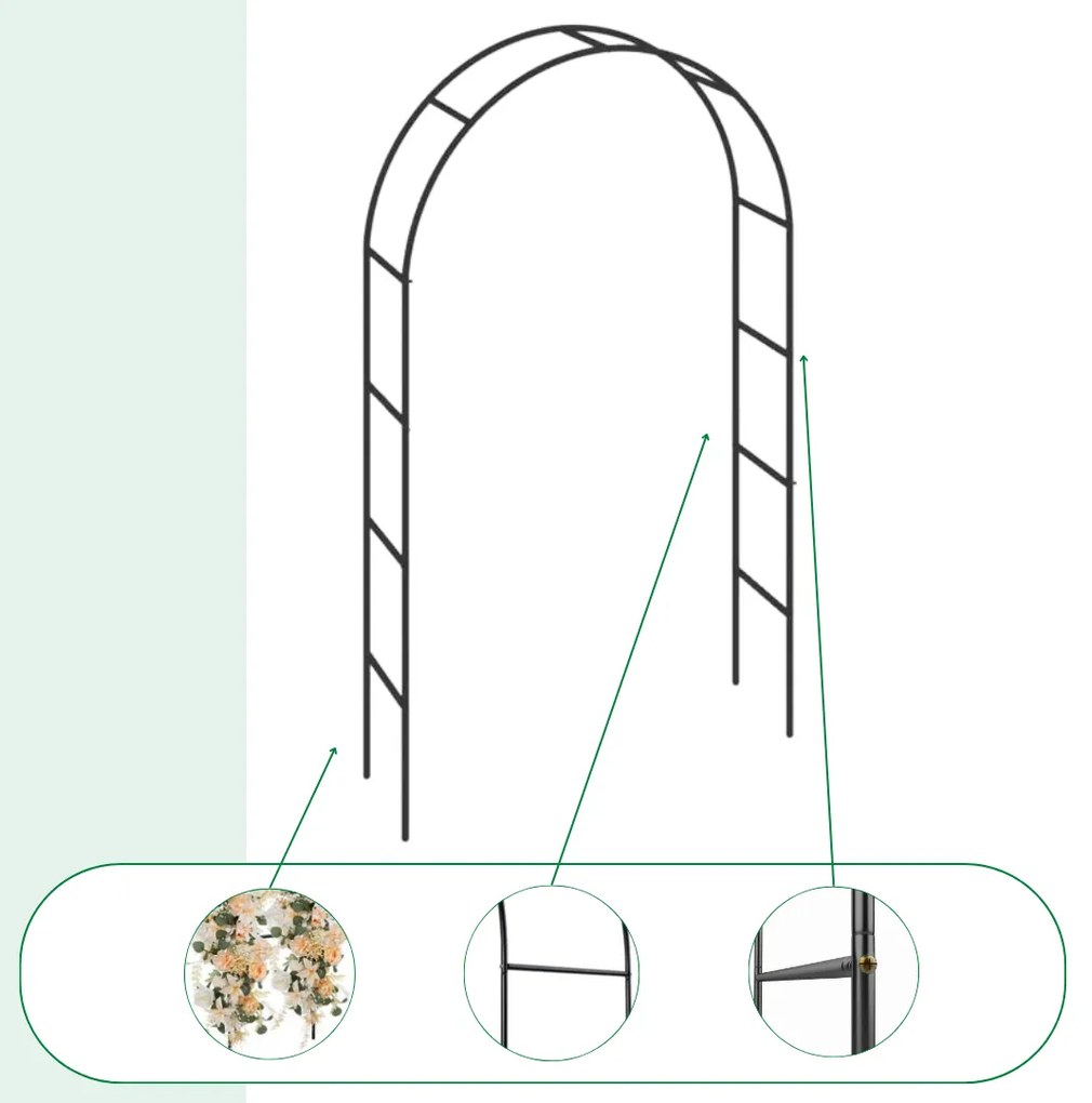 Łukowy wspornik do róż 240x140x37 cm Gardebruk