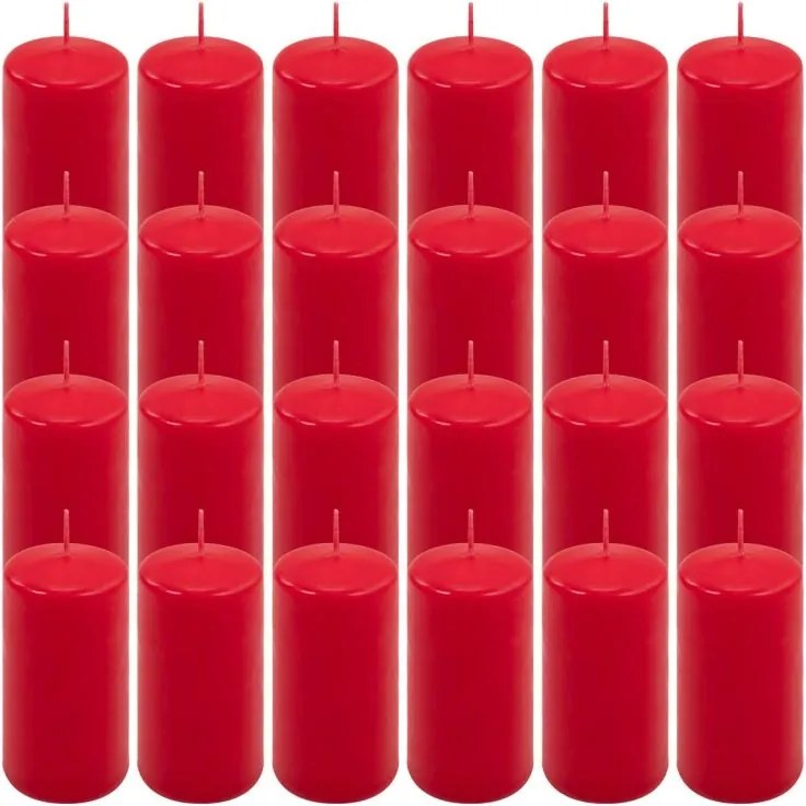 Zestaw świec filarowych, 10 cm, Ø 5 cm, czerwone, 24 szt.