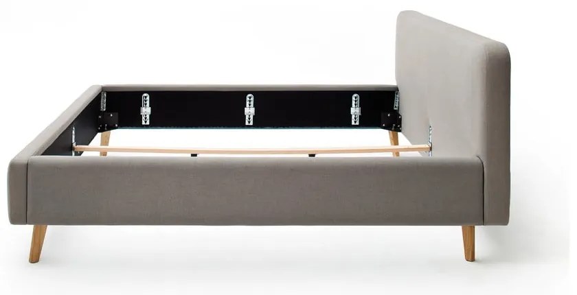 Szarobrązowe tapicerowane łóżko dwuosobowe bez stelaża 160x200 cm Mattis – Meise Möbel