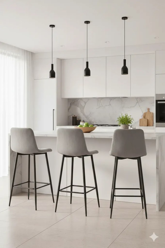 Srebrno szary welurowy hoker glamour do wyspy P6-W29