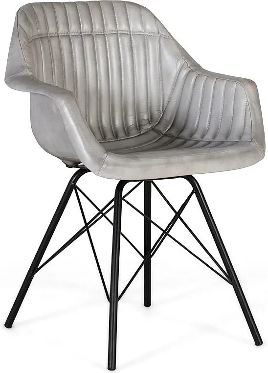 Szezlong Rembourrée z szarej skóry z rembourré i przechylonym teczką