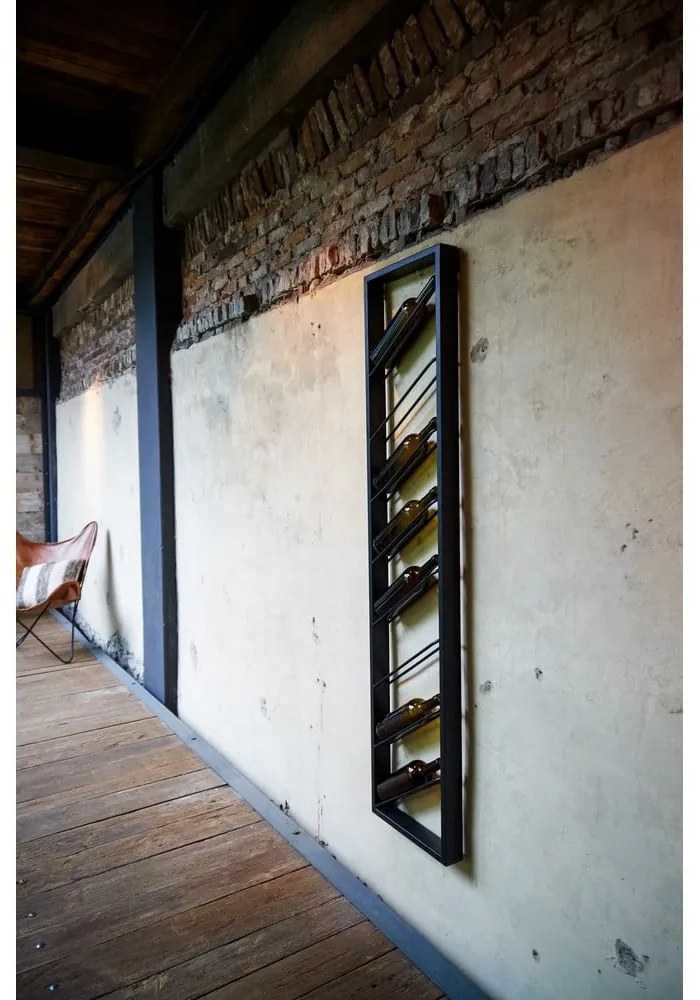 Czarny wiszący metalowy regał na wino liczba butelek 8 36x160x6 cm Malbeo – Light & Living