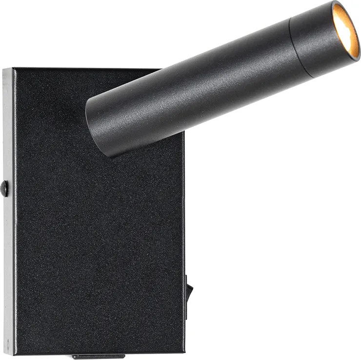 Nowoczesna lampa ścienna czarna z regulowanym USB - Croft