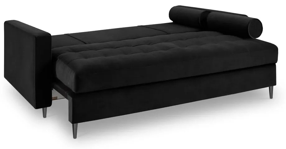 Czarna aksamitna rozkładana sofa Milo Casa Santo