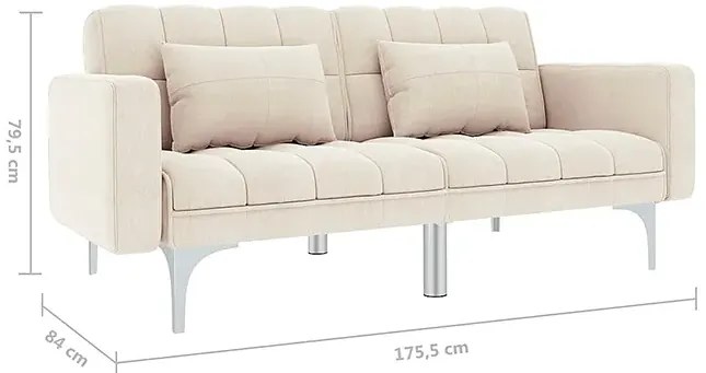 Rozkładana dwuosobowa kremowa sofa - Kvetos 2D