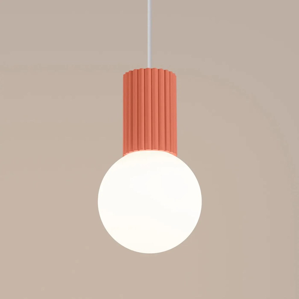 Lampa wisząca HALO 1 brzoskwiniowa ryflowana SOLLUX  LIGHTING