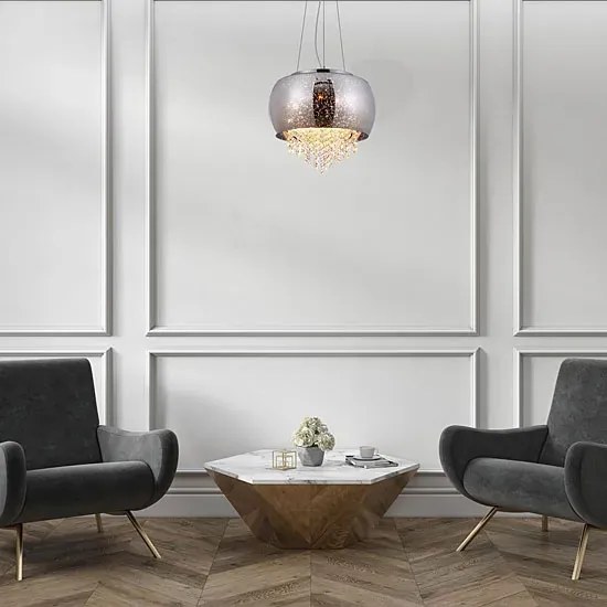 Szklana wisząca lampa z kryształkami - S002 B1-P89