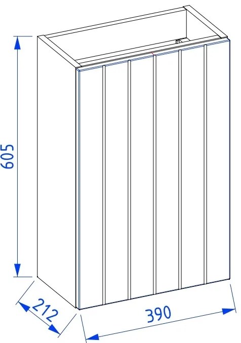Mała szafka łazienkowa wisząca kaszmir lamelowe fronty 39 x 22 cm z umywalką z otworem CUSCO