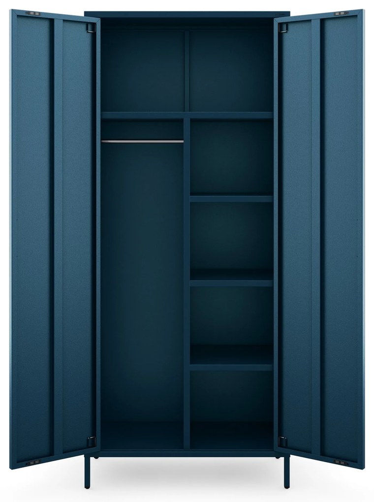 Szafa na ubrania metalowa granatowa: Modern FLAVIO, 800 x 1850 x 450 mm