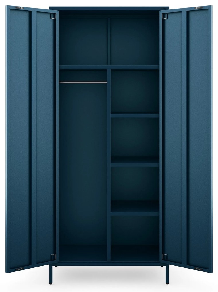 Szafa na ubrania metalowa loftowa na nóżkach granatowa, 800x1850x450 mm: FLAVIO Modern