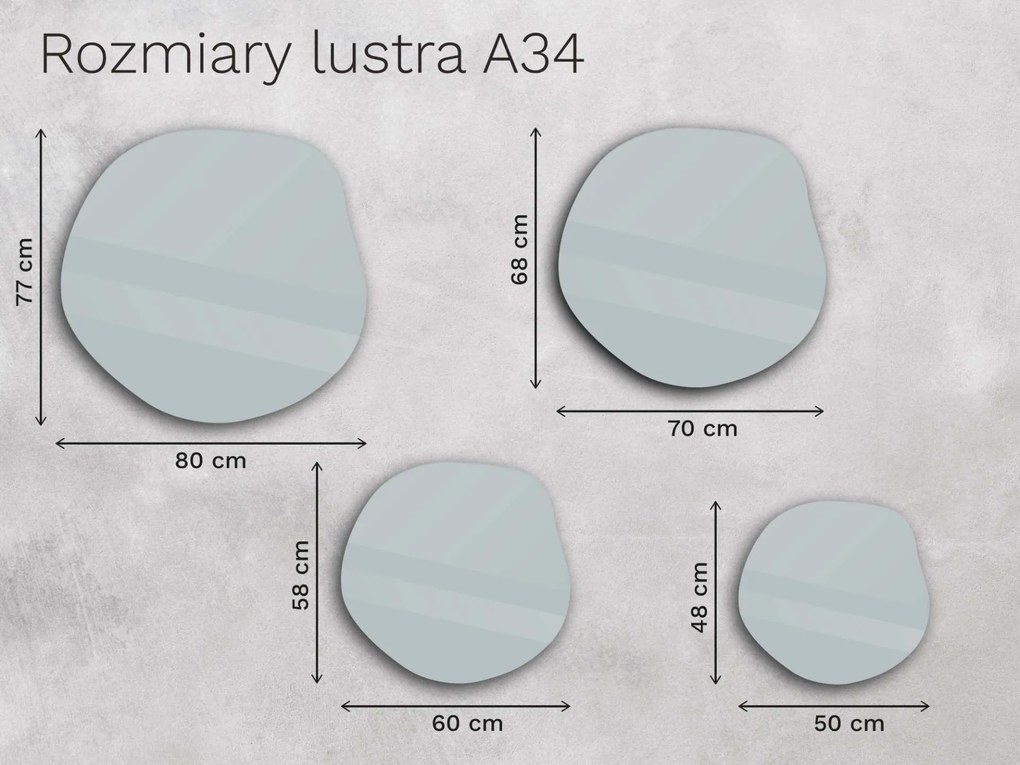 Organiczne lustro LED z oświetleniem A34 70x68