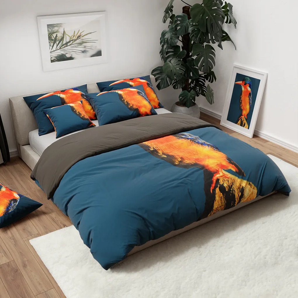 PrzytulneMieszkanie.pl PrzytulneMieszkanie.pl 3D pościel z mikropluszu LEDŇÁČEK niebieskoszare Rozmiar pościeli: 70 x 90 cm | 140 x 200 cm