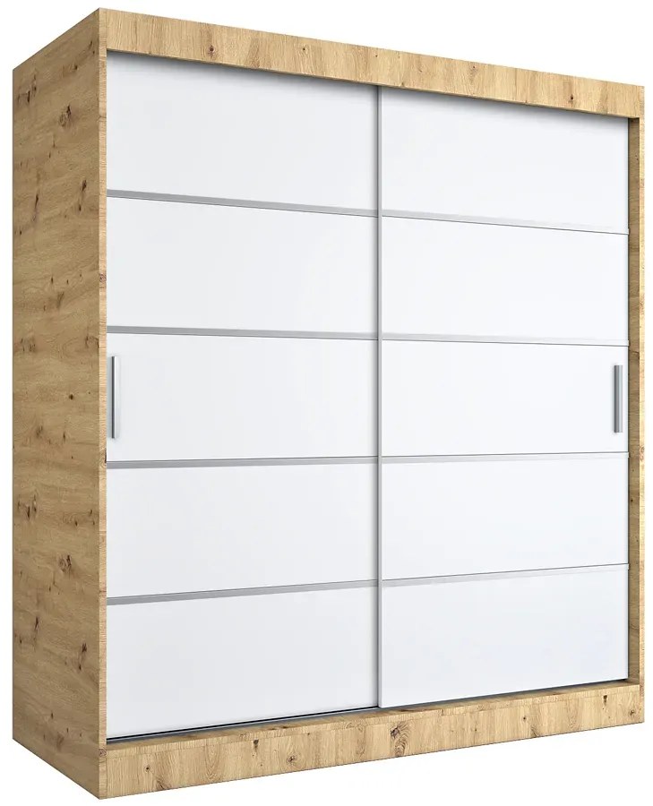 Szafa przesuwna dąb artisan + biały 180 cm E9-G29