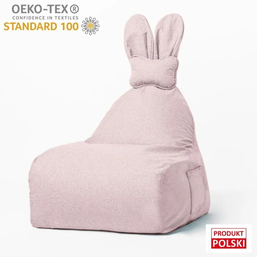 Jasnoróżowy dziecięcy worek do siedzenia Funny Bunny – The Brooklyn Kids