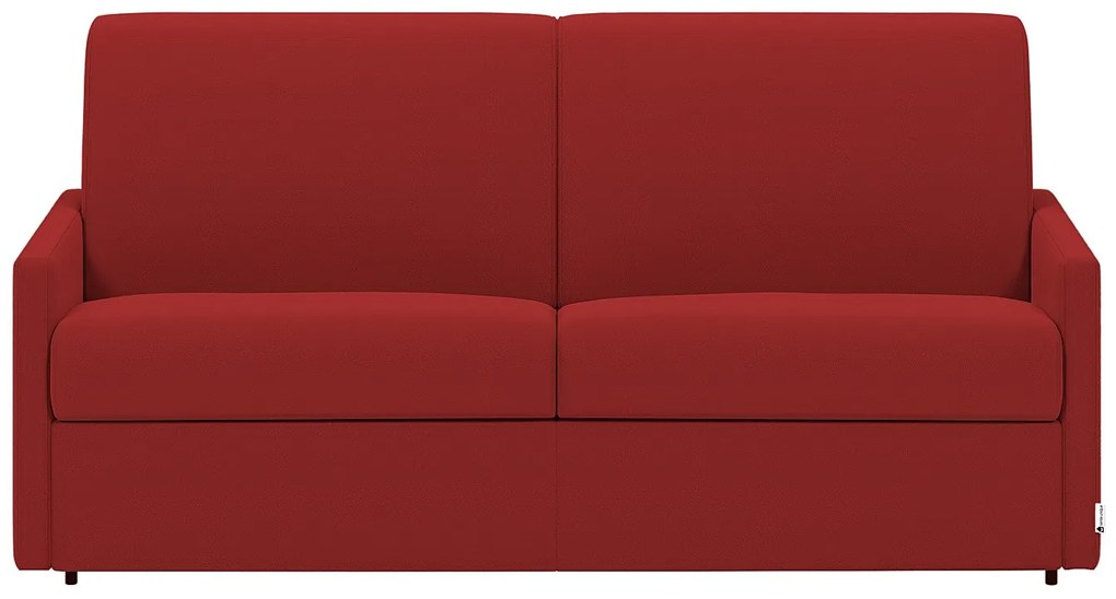 Kanapa 3-osobowa rozkładana typu expres z tkaniny CALIFE - Czerwony - Miejsce do spania 140 cm - Materac 14 cm