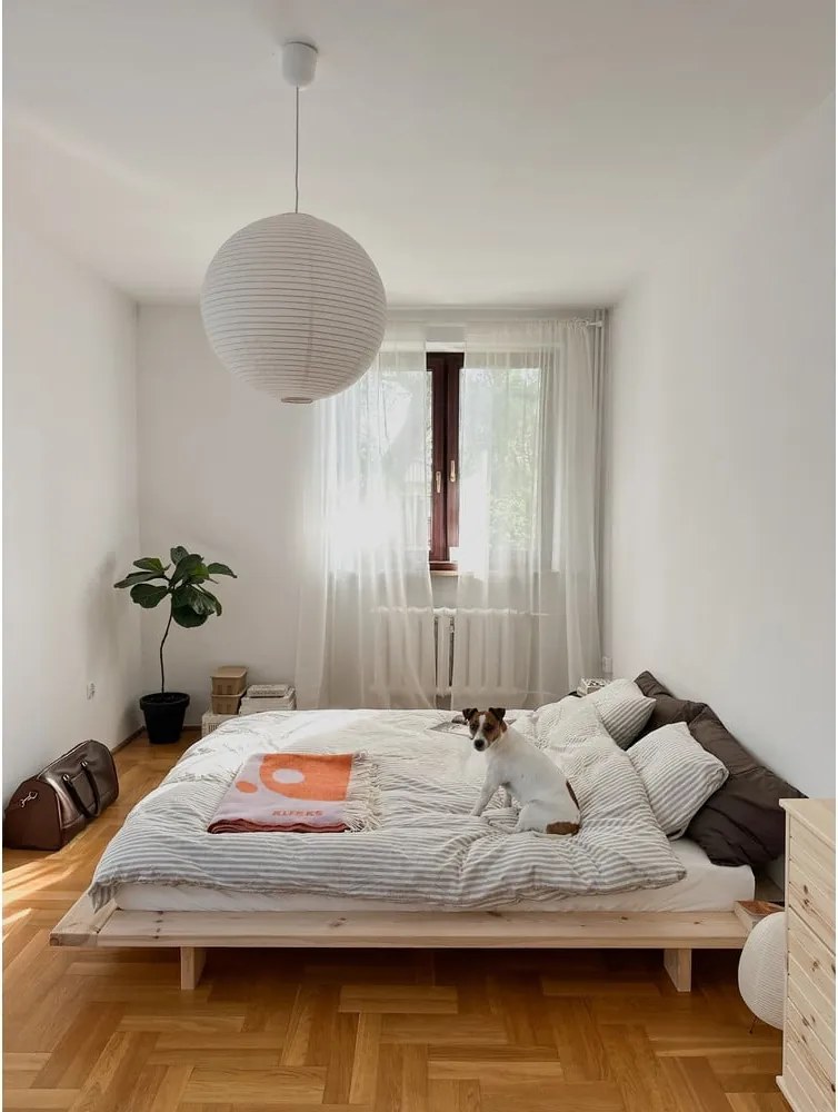 Łóżko dwuosobowe z drewna sosnowego ze stelażem 140x200 cm Japan – Karup Design