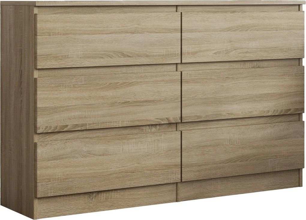 Komoda ALLEGRA 120 cm do Salonu Sypialni 6 Szuflad Dąb sonoma