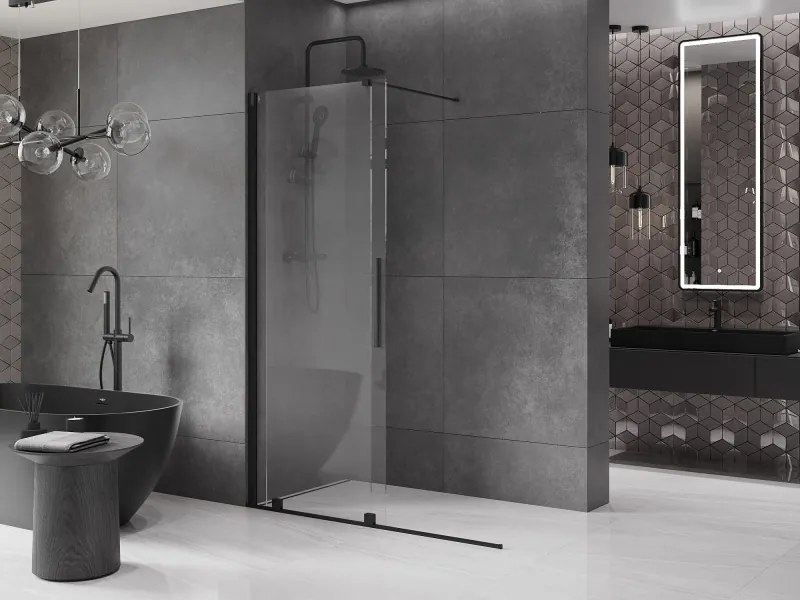 Mexen Velar ścianka prysznicowa rozsuwana Walk-in 150 x 200 cm, transparent 8 mm, czarna - 871-150-000-03-70