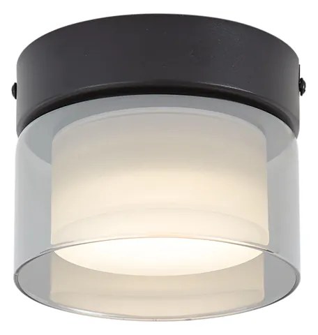 Nowoczesna lampa sufitowa czarna z przydymionym szkłem - Puck