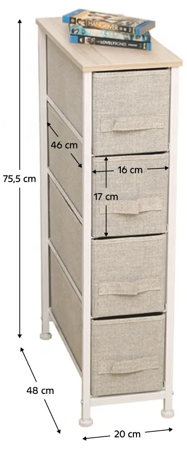 Komoda z szufladami z tkaniny OFELIA, biały