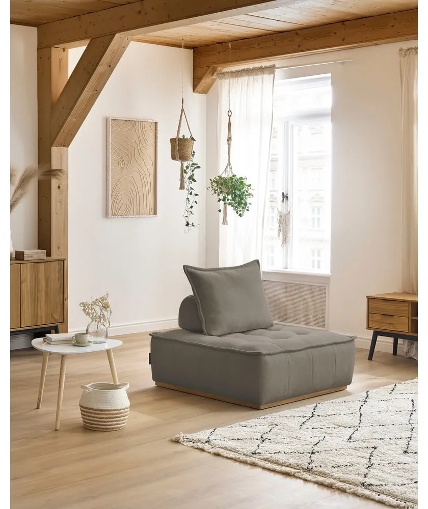 Szarobrązowy fotel z tkaniny szenilowej Elisa – Bobochic Paris