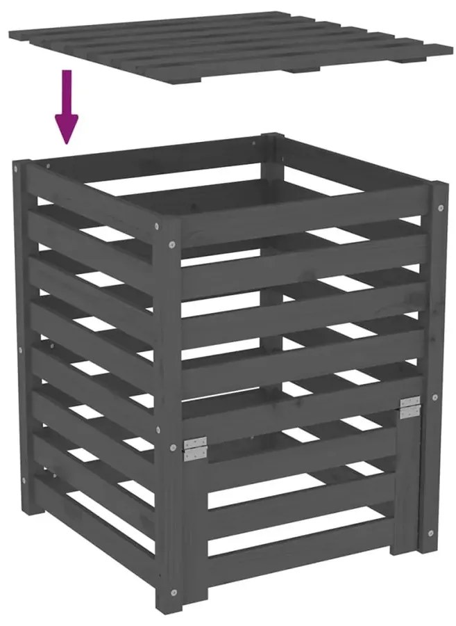 Szary kompostownik ogrodowy z drewna sosnowego - Dronos
