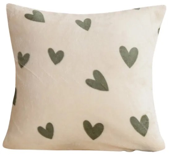 Mikropluszowa poszewka na poduszkę HEARTINO 45x45 cm, kremowy